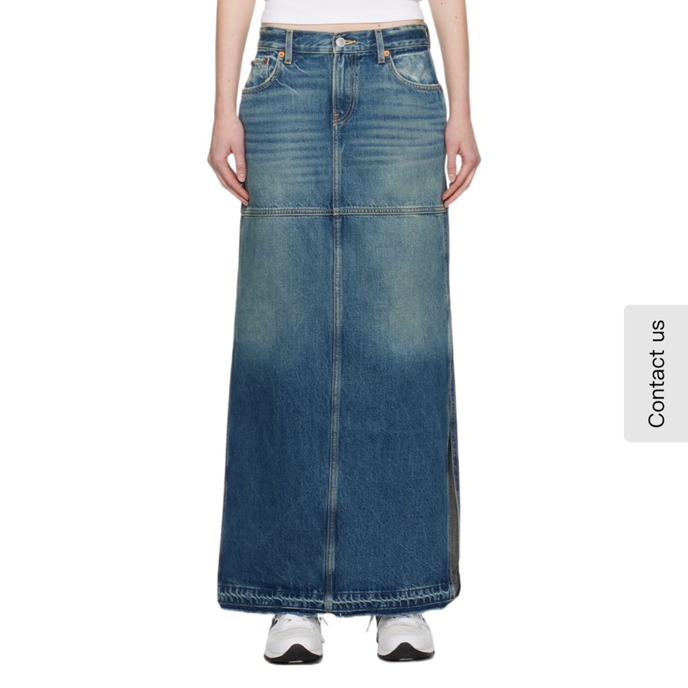 RE/DONE Mid Rise Split Jean Skirt